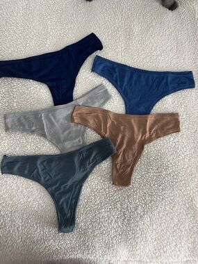 GAP Women's Ribbed Thong Panties - Navy, Blue, Gray, Brown, Charcoal